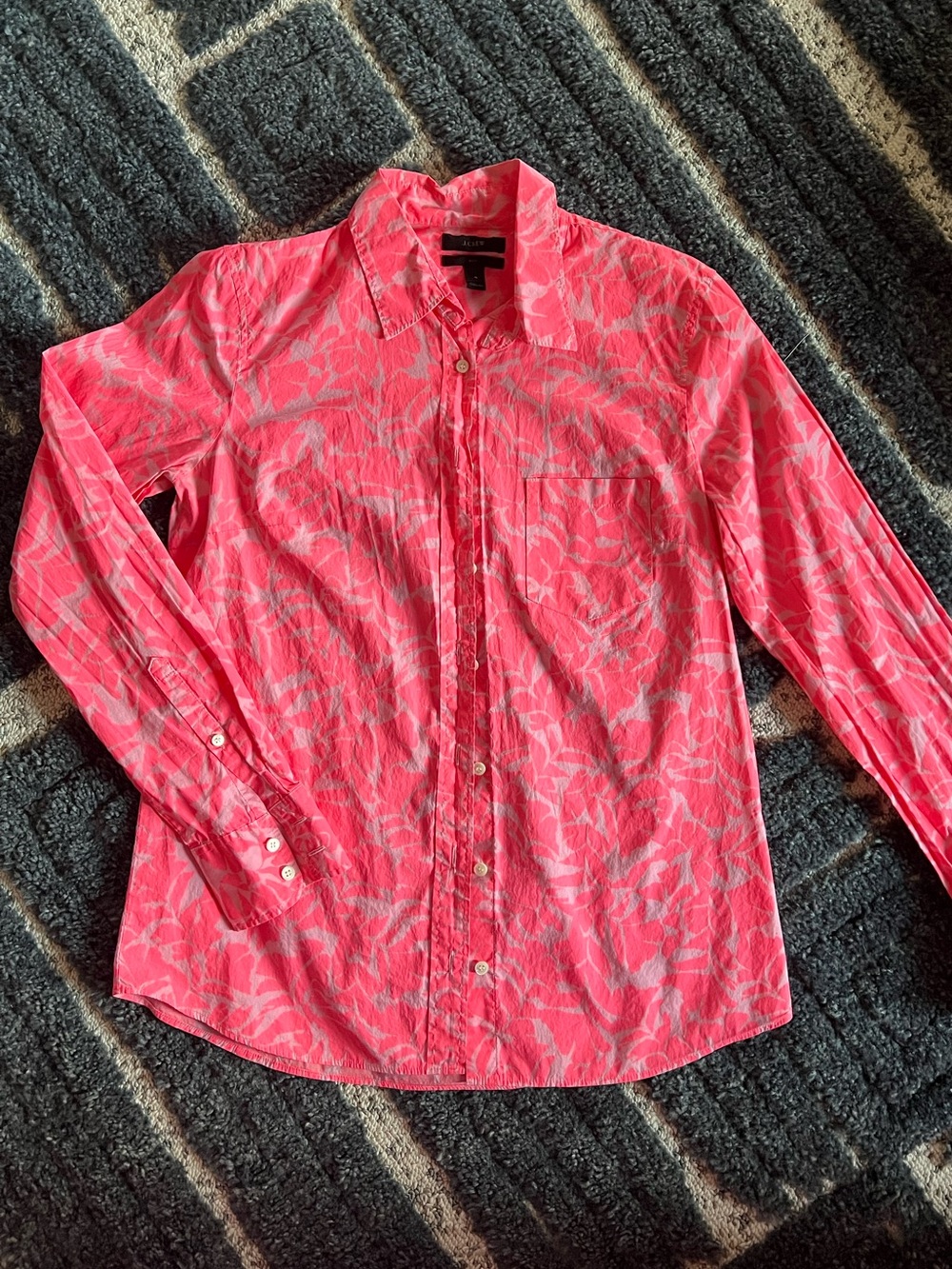 J. Crew Neon Floral Boy-Fit Button-Up